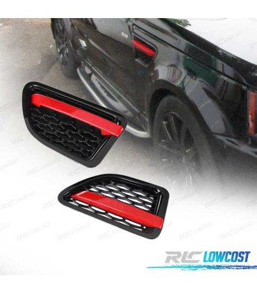 GRIGLIE LATERALI ALETTE RANGE ROVER SPORT 05-09 EDIZIONE NERA ROSSA