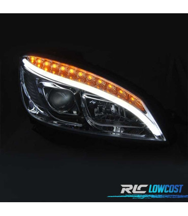 FARI A LED A TUBO LUMINOSO DINAMICO PER MERCEDES W204 07-10 CROMATO