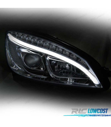 FARI A LED A TUBO LUMINOSO DINAMICO PER MERCEDES W204 07-10 CROMATO