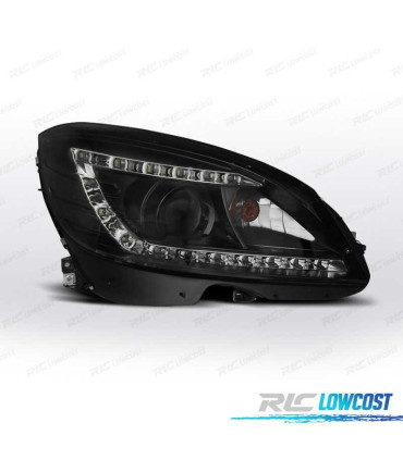 FARI BIXENON MERCEDES CLASSE C W204 07-11 LUCE DIURNA FONDO NERO