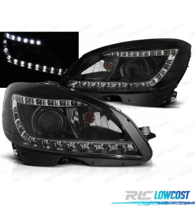 FARI BIXENON MERCEDES CLASSE C W204 07-11 LUCE DIURNA FONDO NERO