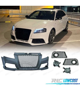 PARAURTI ANTERIORE PER AUDI A3 8P 08-12 LOOK RS3 PDC CON FENDINEBBIA
