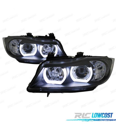 FARI XENON BMW E90 E91 05-08 ANGEL EYES A LED 3D NERO