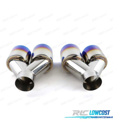 TERMINALI SCARICO UNIVERSALI IN ACCIAIO INOX TITANIO A DOPPIA USCITA 89MM