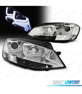 FARI PER VOLKSWAGEN VW GOLF 7 12-17 LUCE DIURNA FONDO CROMATO