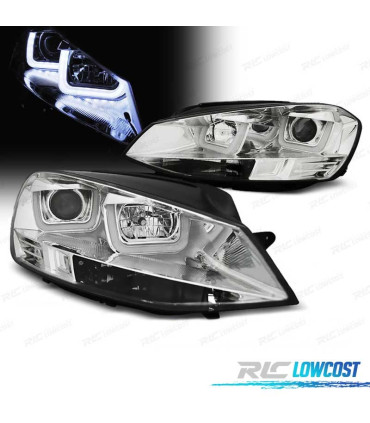 FARI PER VOLKSWAGEN VW GOLF 7 12-17 LUCE DIURNA FONDO CROMATO
