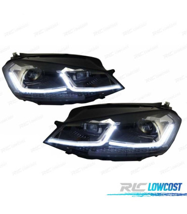 FARI VOLKSWAGEN VW GOLF 7 12-17 DRL DINAMICI NERI LOOK 7.5 R LINE