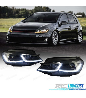 FARI VOLKSWAGEN VW GOLF 7 12-17 DRL DINAMICI NERI LOOK 7.5 R LINE