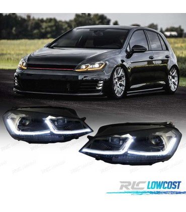FARI VOLKSWAGEN VW GOLF 7 12-17 DRL DINAMICI NERI LOOK 7.5 R LINE