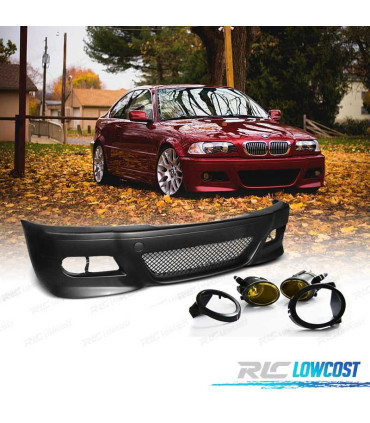 PARAURTI ANTERIORE BMW E46 99-05 LOOK M3 + FENDINEBBIA GIALLI