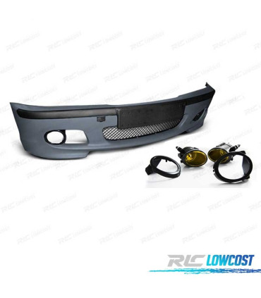 PARAURTI ANTERIORE BMW E46 99-05 LOOK M + FENDINEBBIA GIALLI
