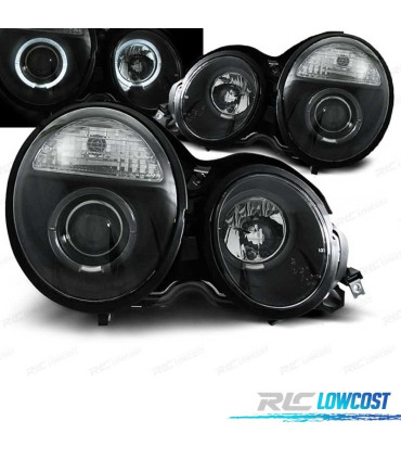 FARI MERCEDES CLASSE E W210 95-99 ANGEL EYES SFONDO NERO