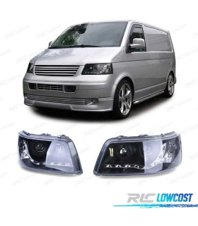 FARI VOLKSWAGEN VW T5 03-09 LUCE LED DIURNA SFONDO NERO
