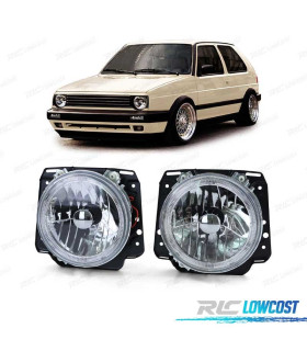 FARI PER VOLKSWAGEN VW GOLF MK2 83-91 ANGEL EYES FONDO CROMATO H4