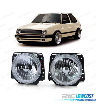 FARI PER VOLKSWAGEN VW GOLF MK2 83-91 ANGEL EYES FONDO CROMATO H4