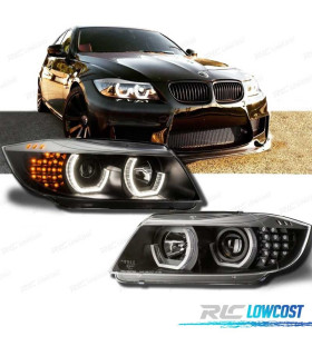 FARI BMW E90 E91 ANGEL EYES LED 3D SFONDO NERO SERIE 3 05-08