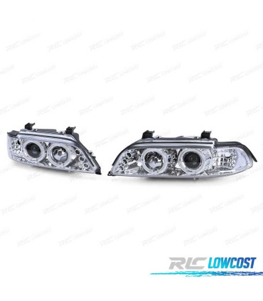 FARI PER BMW SERIE 5 E39 95-00 ANGEL EYES CCFL FONDO CROMATO