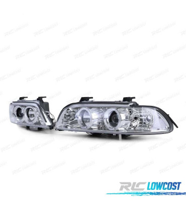 FARI PER BMW SERIE 5 E39 95-00 ANGEL EYES CCFL FONDO CROMATO