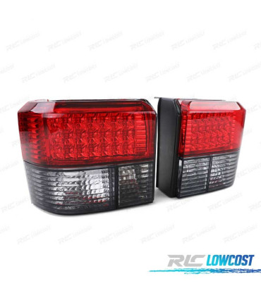 FANALI VOLKSWAGEN VW T4 TRANSPORTER MULTIVAN CARAVELLE 90-03 LED ROSSO AFFUMICATO