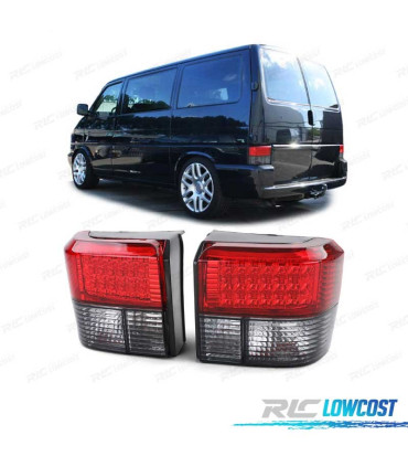 FANALI VOLKSWAGEN VW T4 TRANSPORTER MULTIVAN CARAVELLE 90-03 LED ROSSO AFFUMICATO