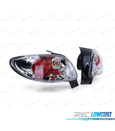 FANALI PER PEUGEOT 206 98-09 FONDO CROMATO ROSSO