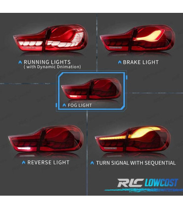 FANALI FULL LED BMW F32 F33 F36 LIGHT BAR OLED SFONDO ROSSO 13-18