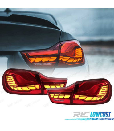 FANALI FULL LED BMW F32 F33 F36 LIGHT BAR OLED SFONDO ROSSO 13-18