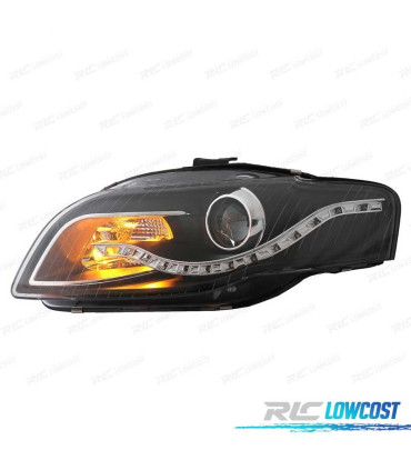 FARI AUDI A4 B7 LUCE DIURNA A LED FONDO NERO 04-07