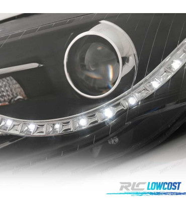 FARI AUDI A4 B7 LUCE DIURNA A LED FONDO NERO 04-07