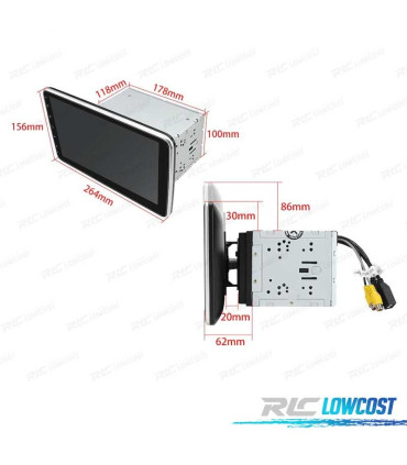 NAVIGATORE RADIO 2 DIN 10" HD TOUCH BLUETOOTH USB SD