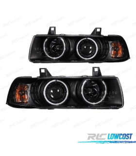 FARI PER BMW SERIE 3 E36 COUPE CABRIO 90-99 ANGEL EYES CCFL FONDO NERO