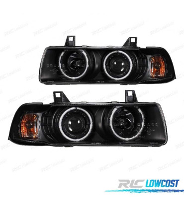 FARI PER BMW SERIE 3 E36 COUPE CABRIO 90-99 ANGEL EYES CCFL FONDO NERO