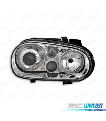 FARI VOLKSWAGEN VW GOLF 4 97-03 LOOK R32 ANGEL EYES FONDO CROMATO