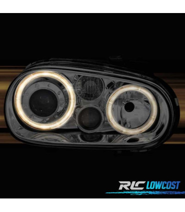 FARI VOLKSWAGEN VW GOLF 4 97-03 LOOK R32 ANGEL EYES FONDO CROMATO