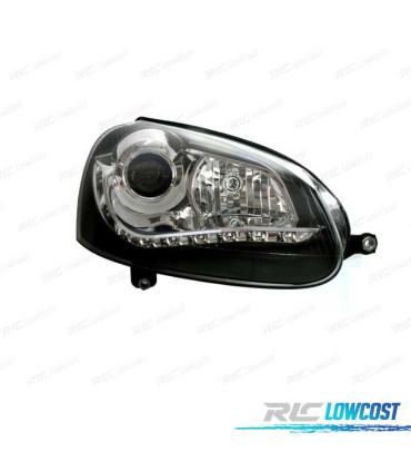 FARI VOLKSWAGEN VW GOLF MK5 03-08 LUCE DIURNA A LED FONDO NERO