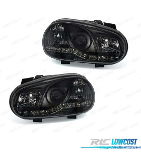 FARI PER VOLKSWAGEN VW GOLF MK4 97-03 LUCE DIURNA A LED FONDO NERO