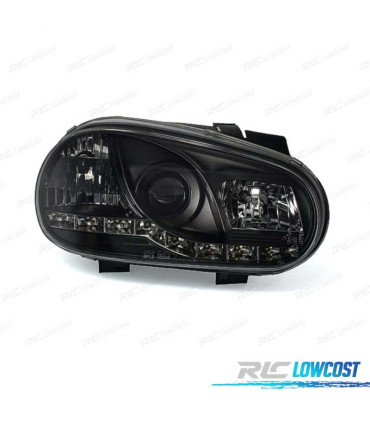 FARI PER VOLKSWAGEN VW GOLF MK4 97-03 LUCE DIURNA A LED FONDO NERO