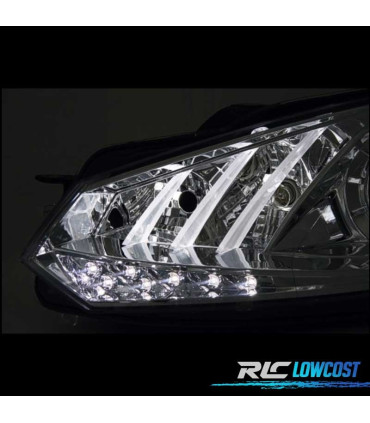 FARI PER VOLKSWAGEN VW GOLF MK6 08-12 LUCE DIURNA REALE FONDO CROMATO