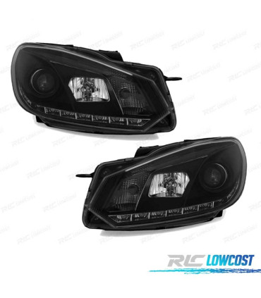 FARI PER VOLKSWAGEN VW GOLF MK6 08-12 DRL FONDO NERO