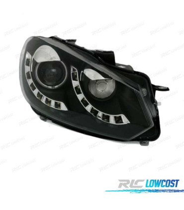 FARI PER VOLKSWAGEN VW GOLF MK6 08-12 LUCE DIURNA OCCHIO D'ANGELO FONDO NERO