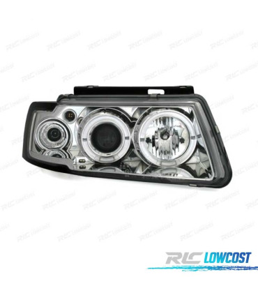 FARI PER VOLKSWAGEN VW PASSAT 3B 96-00 ANGEL EYES FONDO CROMATO