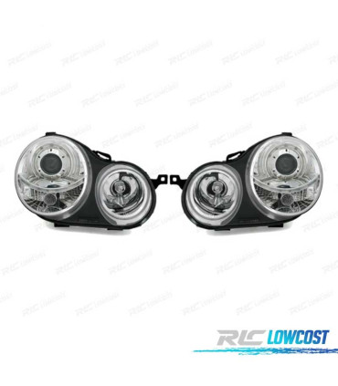 FARI PER VOLKSWAGEN VW POLO 9N 01-05 ANGEL EYES FONDO CROMATO