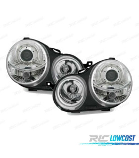 FARI PER VOLKSWAGEN VW POLO 9N 01-05 ANGEL EYES FONDO CROMATO