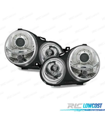 FARI PER VOLKSWAGEN VW POLO 9N 01-05 ANGEL EYES FONDO CROMATO