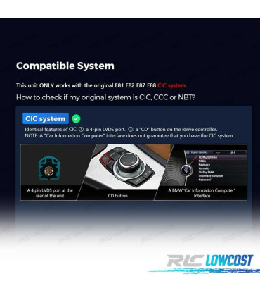 RADIO GPS ANDROID 11 PER BMW E81 E82 E87 E88 06-12 CIC