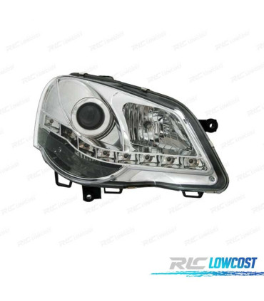 FARI VOLKSWAGEN VW POLO 9N3 05-09 LUCE DIURNA FONDO CROMATO