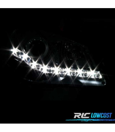 FARI VOLKSWAGEN VW POLO 9N3 05-09 LUCE DIURNA FONDO CROMATO