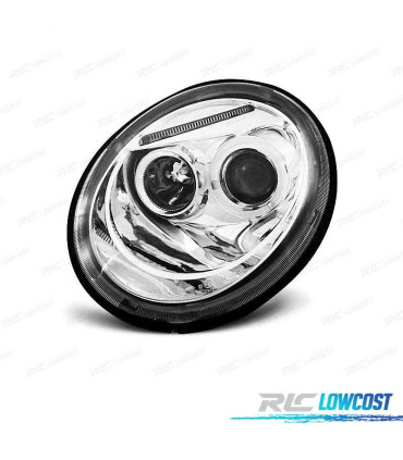 FARI PER VOLKSWAGEN VW BEETLE 98-05 ANGEL EYES FONDO CROMATO