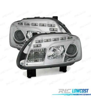 FARI PER VOLKSWAGEN VW TOURAN 03-06 LUCE DIURNA FONDO CROMATO
