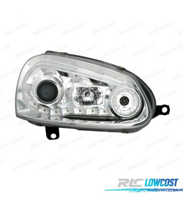 FARI VOLKSWAGEN VW GOLF MK5 03-08 LUCE DIURNA LED FONDO CROMATO